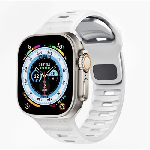 Convient Pour Le Bracelet Iwatch En Silicone Se Apple Watch, Le Bracelet Apple Watch Ultra 9 Génération 876/54 Ocean-¿Blanc¿Nouveau Bracelet Officiel En Silicone - 42 Mm/44 Mm/45 Mm/49 Mm