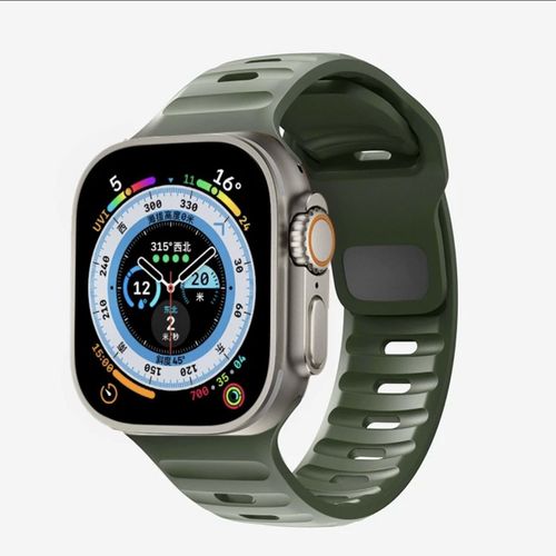 Convient Pour Le Bracelet Iwatch En Silicone Se Apple Watch, Le Bracelet Apple Watch Ultra 9 Génération 876/54 Ocean-[Gris Vert] Nouveau Bracelet Officiel En Silicone - 38 Mm/40 Mm/41 Mm