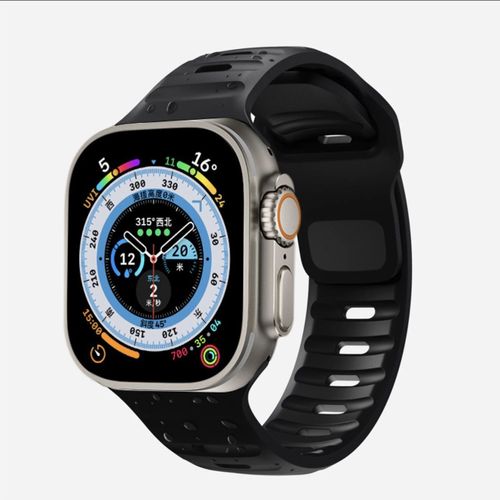 Convient Pour Le Bracelet Iwatch En Silicone Se Apple Watch, Le Bracelet Apple Watch Ultra 9 Génération 876/54 Ocean-¿Noir¿Nouveau Bracelet Officiel En Silicone - 42 Mm/44 Mm/45 Mm/49 Mm