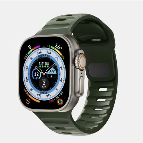 Convient Pour Le Bracelet Iwatch En Silicone Se Apple Watch, Le Bracelet Apple Watch Ultra 9 Génération 876/54 Ocean-[Vert Militaire] Nouveau Bracelet Officiel En Silicone - 42 Mm/44 Mm/45 Mm/49 Mm