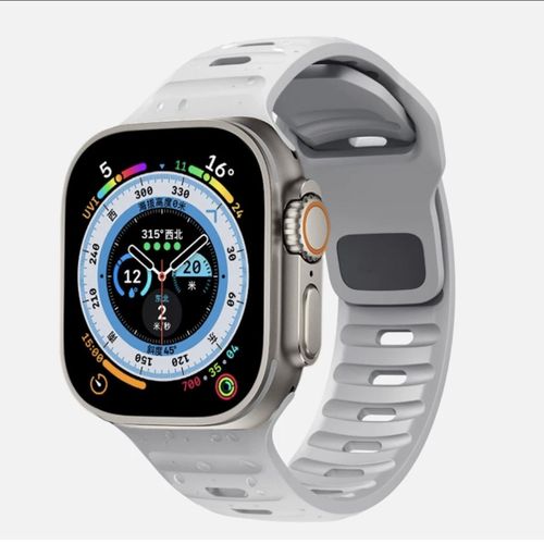 Convient Pour Le Bracelet Iwatch En Silicone Se Apple Watch, Le Bracelet Apple Watch Ultra 9 Génération 876/54 Ocean-[Bleu-Gris] Nouveau Bracelet Officiel En Silicone - 38 Mm/40 Mm/41 Mm