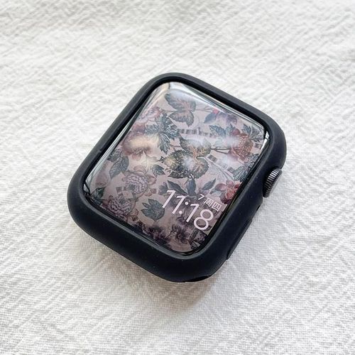 Convient Pour Apple Watch 7e Génération Housse De Protection Simple Iwatch6541089 Génération Se Étui Demi-Couverture En Silicone Coque Souple-Noir-S10 46 Mm