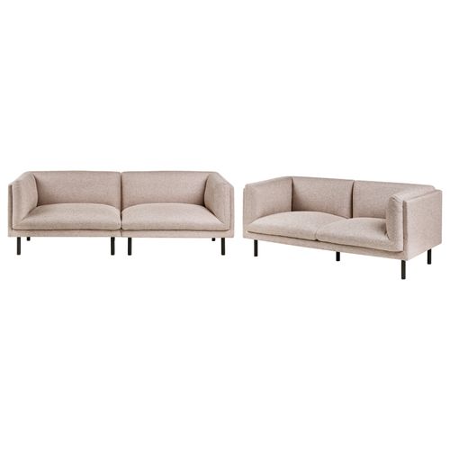 Ensemble De Salon Vorgod Tissu Marron Clair 5 Places