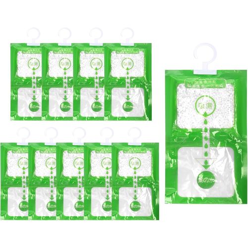 Checarzhn--No1-Lot De 10 Sacs Déshumidificateurs Suspendus - 80 G - Absorbeur D'humidité - Jetables - Pour Armoire, Bibliothèque, Humidité Et Moisissure
