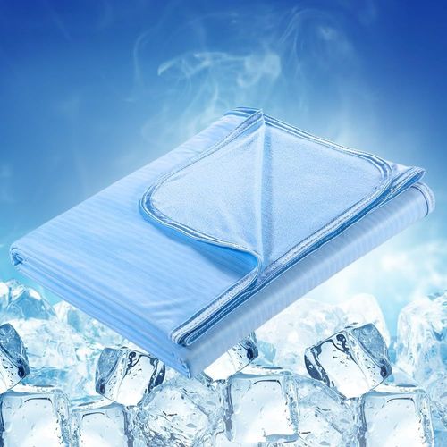 Checarzhn--No1-Couverture Rafraîchissante D'été,Arc-Chill 3,0 Fibre Froid Q- 0,5, Couverture Plaid Été Doux Portable Sur Canapé Fauteuil Voiture Adulte Bebe Enfant, Couverture Bleu 200 X 220 Cm
