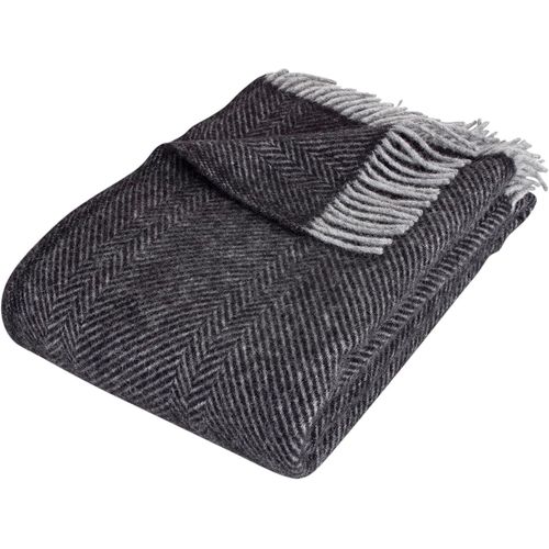 Checarzhn--No1-59s3036 Couverture En Laine 130 X 200 Cm, Herringbone Noir