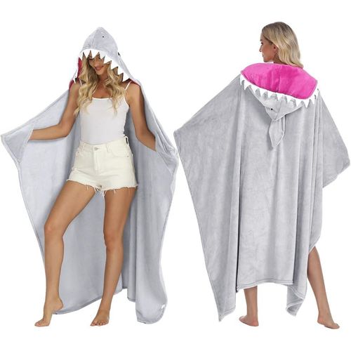 Checarzhn--No1-Couverture À Capuche - Couverture De Requin Portable - Cadeau D'hiver Pour Femme - Couverture Portable - Cadeau - 130 X 150 Cm, Pessimiste, 150*130cm