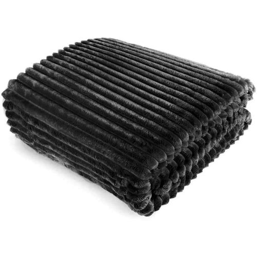 Checarzhn--No1-Plaid Douillet, Noir, 160 X 200 Cm, Moelleux, Couverture Polaire, Couverture En Flanelle, Couverture De Canapé, Couverture Réversible Comme Jeté De Canapé Ou Couverture De Salon