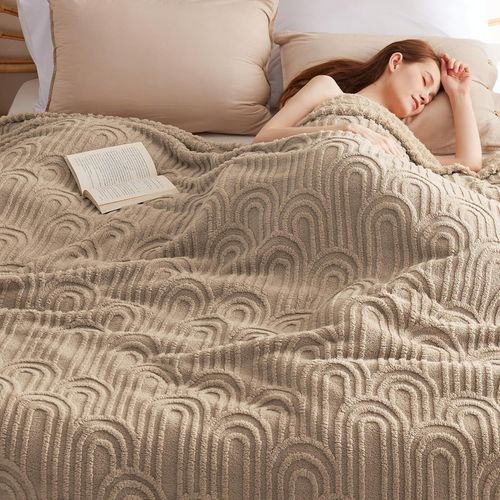 Checarzhn--No1-Couverture Douillette En Polaire ¿ Douce Et C ¿ Grande Couverture De Canapé Xxl ¿ Marron ¿ 240 X 220 Cm