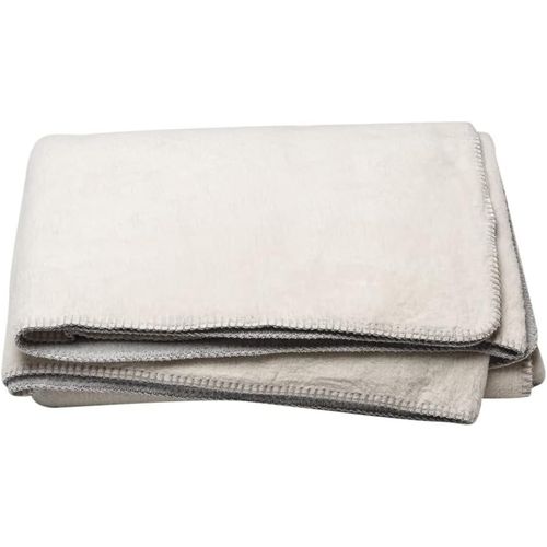 Checarzhn--No1-Plaid Blanc Brut En Coton 150 X 200 Cm - Avec Point Décoratif Moelleux