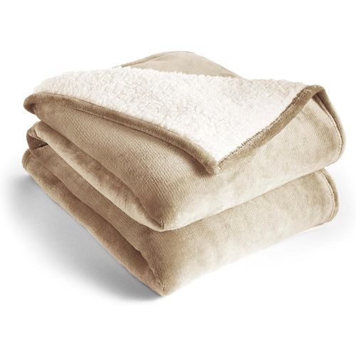 Checarzhn--No1-Snugsie Couverture Géante En Polaire Super Taille Avec Intérieur En Polaire Sherpa Chaud Réversible Pour Toute La Famille, Canapé, Lit - 240 X 180 Cm - Pierre