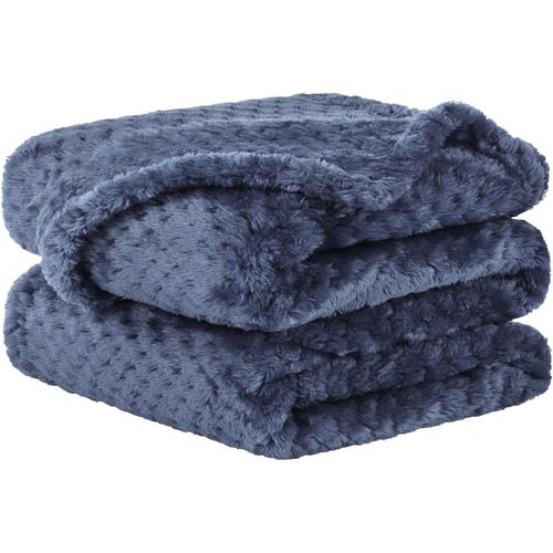 Checarzhn--No1-Couverture Plaid Polaire Lit Pour Canapé En Molleton Flanelle Microfibre Maille Peluche 330gsm Solide Légère Doux C Bleu Marin Pet (30" *40")