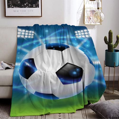 Checarzhn--No1-Couverture Douillette Pour Enfants - Impression 3d - En Flanelle Polaire - Douce Et C - Pour Filles Et Garçons (Football 01, 130 X 150 Cm)