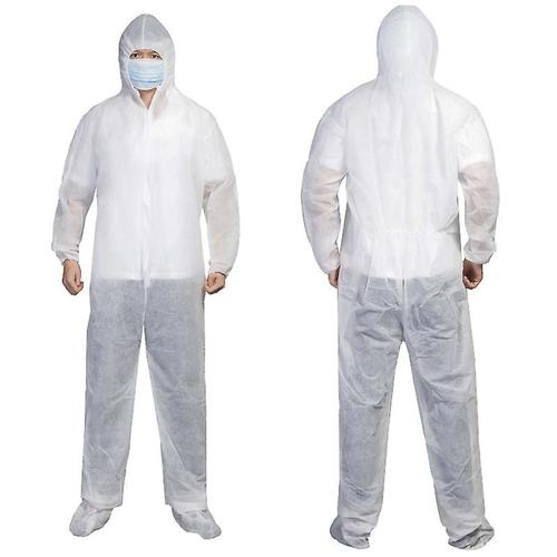 Salopette de protection jetable Isolation vêtements imperméables combinaisons Hazmat taille unique blanc