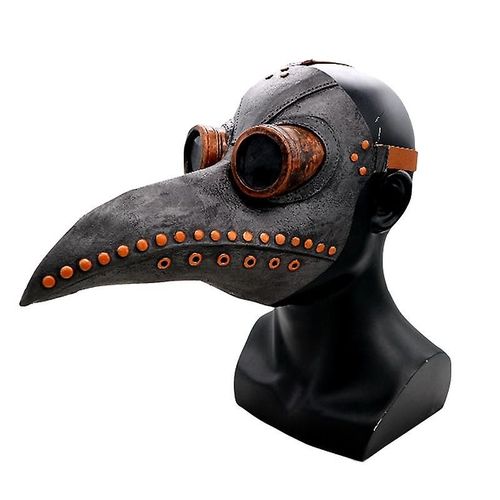 Masque En Latex Pour Médecin De La Peste, Accessoire De Cosplay, Long Bec D'oiseau Avec Sangles En Cuir Réglables, Gris