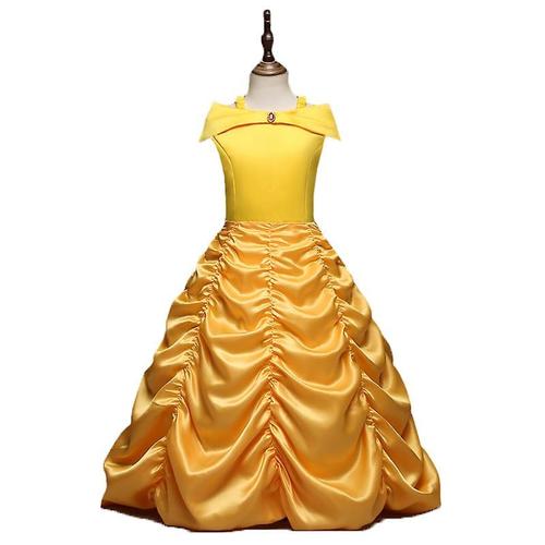 Costume de princesse la Belle et la Bête, robe de spectacle pour filles de 5 à 6 ans, jaune