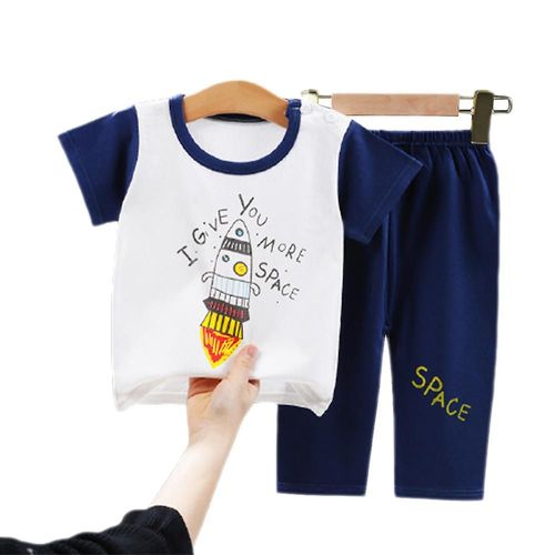 Ensembles de pyjamas pour enfants, t-shirt + pantalon imprimés de dessins animés, doux et confortables, décontractés, 2-3T C