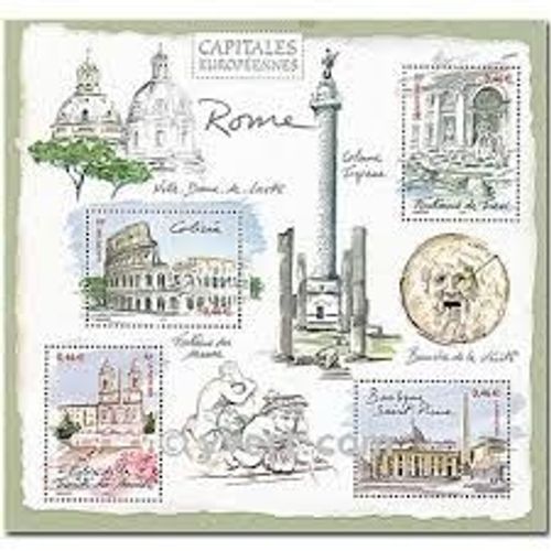 Capitales Européennes : Rome (Italie) Bloc Feuillet 53 Année 2002 N° 3527 3528 3529 3530 Yvert Et Tellier Luxe