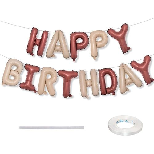 Foil Ballons Happy Birthday Bannières Kit-Chocolat Caramel,Joyeux Anniversaire Fête Party Décoration Pour Enfants Et Adultes