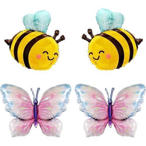 Ballons Papillon Abeille,4 Pièces Ballon De Fete Anniversaire,Ballons Papillon Ballon Abeille Balon En Aluminium Pour Enfants Adultes Anniversaire,Photographie,Fournitures De Fête