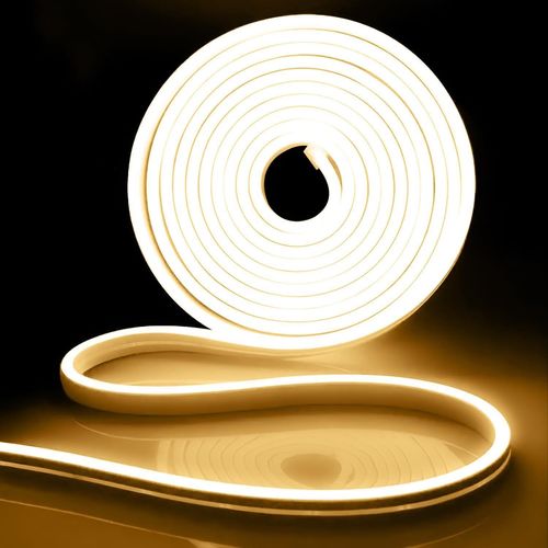 Ruban Led 5m,12v Néon Bande Led Blanc Chaud 3000k,Ip65 Etanche,Dimmable,Découpable & Flexible Néon Lumière Pour Cuisine,Jardin,Fête,Bar,Escaliers,Armoires(Non Adaptateur)