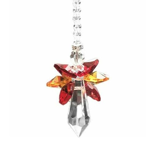 Attrape-soleil prismatique en cristal d'ange, pendentif coloré, décoration suspendue pour la maison, rouge
