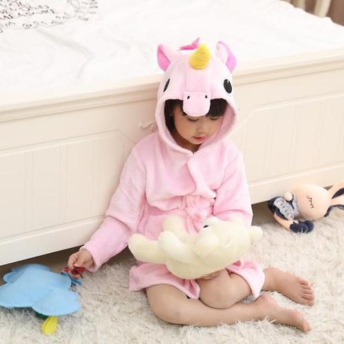 Peignoir licorne mignon pour enfants, garçon et fille, vêtements de nuit, Robe de chambre en polaire, 4-5 ans, rose