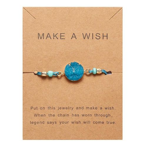 Les Femmes Font Un Souhait Bracelet Réglable Pierre Naturelle Couple Bracelets Bleu