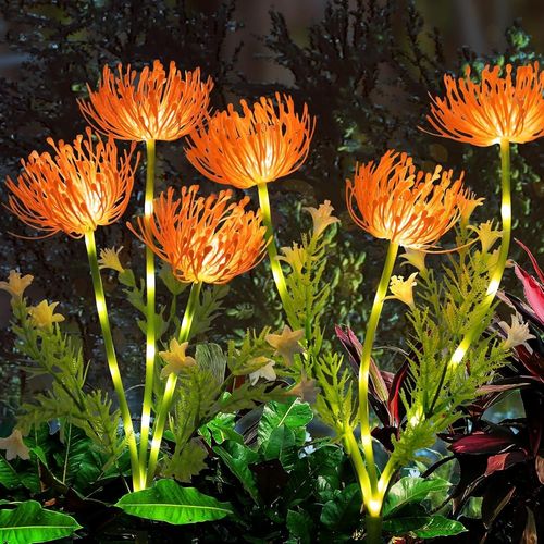 Lot De 2 Lampes Solaires D'extérieur Pour Décoration De Jardin-Lampes Solaires Étanches-Avec 3 Fleurs-Pour Pelouse,Terrasse,Balcon,Jardinière