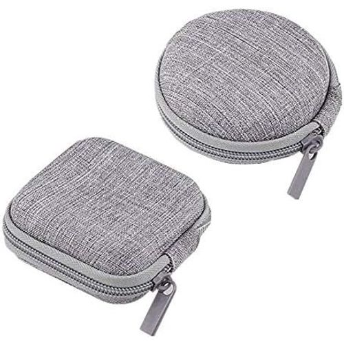 Lot de 2 écouteurs Casque étui de Transport Support Mini Rangement Organisateur boîte conteneur Pochette Porte-Monnaie pour écouteurs Bluetooth,câbles de Ligne de données USB,clés