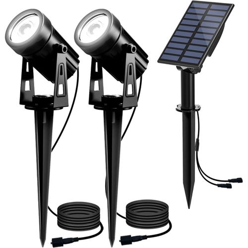 Lampe Solaire Jardin 2 En 1 Spot Solaire Lampe Solaire Extérieur Projecteur Solaire Exterieur Avec Etanche Ip65 Pour Arrarbres,Jardin,Chemins,Pelouses,Terrasses (Blanc Froid 6000k)