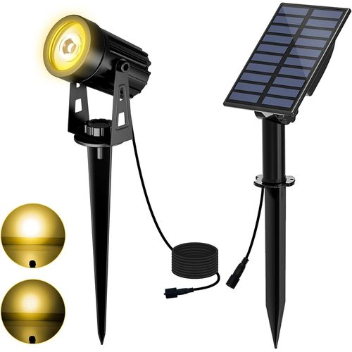 Spot Solaire Extérieur 3000k Lampe Solaire Exterieur 2 Modes D'éclairage Lumière Solaire De Jardin Etanche Ip65,3 Mètres Câble,Eclairage Exterieur Solaire Pour Jardin,Chemi