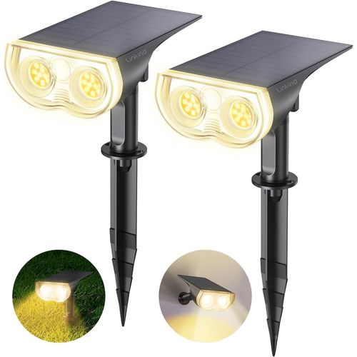 Spot Solaire Extérieur,Starray 800lm Avec Capteur De Lumière,3000k Blanc Chaud,Applique Solaire Étanche Ip65,Lampes Solaires De Jardin Led,Avec 3 Modes,Lot De 2