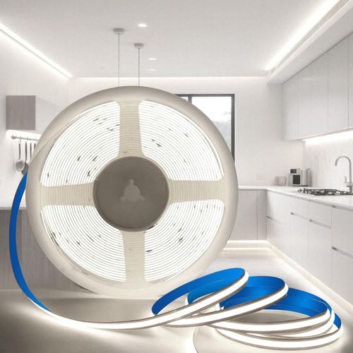 Ruban Led 24v 5m Cob Bandeau Led 5m Blanc Froid 6000k Lumineuse Led Découpable Bandelargeur 5mm 320led/M Cri>90 Flexible Ruban Eclairage Intérieur Pour Chambre,Cuisine,Sans Alimentation