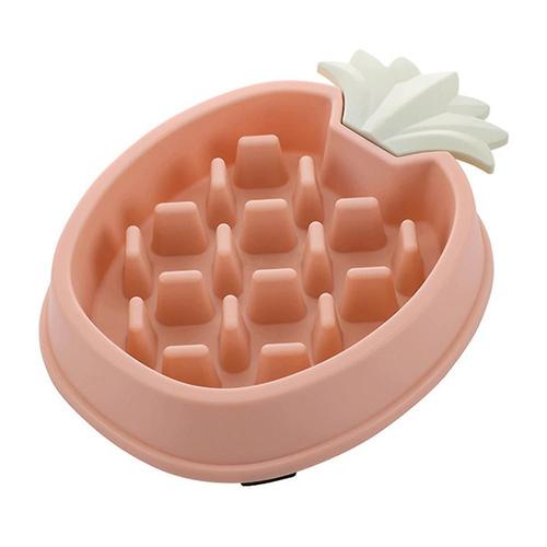 "Gamelle Durable En Forme D'ananas Pour Chien Et Chat, Anti-Glouton, Rose"