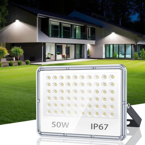 Projecteur Led Extérieur 50w,Spot Led Extérieur Ip67 Imperméable,5000lm 6500k Blanc Froid Eclairage Exterieur Pour Jardin Patio Garage Entrée