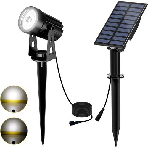 Spot Solaire Extérieur 6000k Lampe Solaire Exterieur 2 Modes D'éclairage Lumière Solaire De Jardin Etanche Ip65,3 Mètres Câble,Eclairage Exterieur Solaire Pour Jardin,Chemin