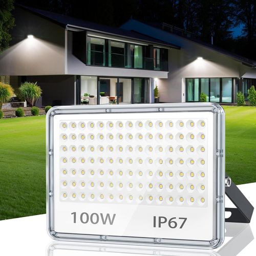 Projecteur Exterieur Led 100w,10000lm Spot Led Extérieur Ip67 Imperméable,6500k Blanc Froid Eclairage Exterieur Pour Jardin Terrasse Garage Usine