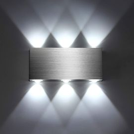 Applique Murale Led 6w Intérieur Lampe Blanc Froid Murale Moderne Carré Up Down En Aluminium Eclairage Décoration Lumière Pour Chambre A Coucher Bureau Lit Couloir Bar [Classe Énergétique E]