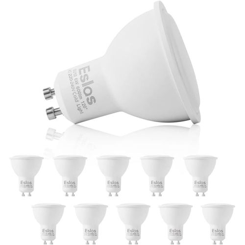 Ampoules Led Gu10 6w,Blanc Froid 6000k,600lm Équivalent À 60w,120 Degrés Larges Faisceaux,Non-Dimmable,Lot De 10