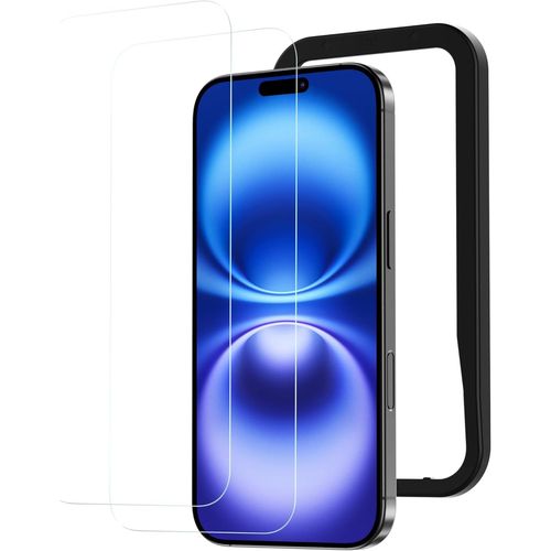 Protection Écran Pour Iphone 16/15 6.1 Pouces,2 Pack Verre Trempé Hd Clair 9h,Résistant Aux Chocs Militaire,Anti-Rayures,Avec Outil D'installation