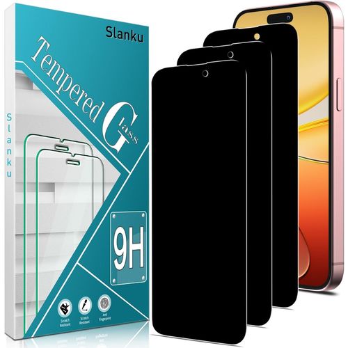 3 Pièces Anti-Espion Verre Trempé Pour Iphone 16,Dureté 9h,Pas De Bulles,Facile À Installer,Résistance Aux Rayures