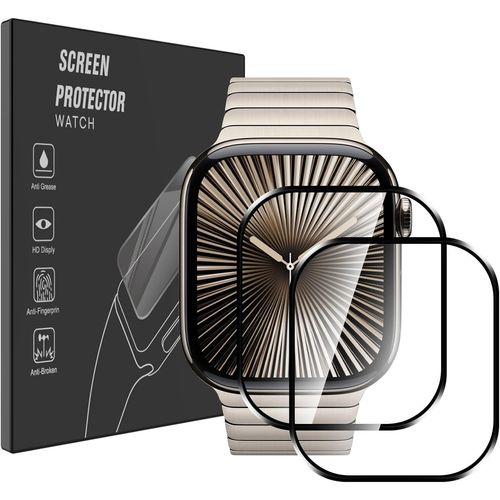 Apple Watch Series 10 46mm Protecteur D'écran [Verre Non Trempé],Film De Protection Premium 3d À Bords Incurvés,Couverture Plein Écran Bord À Bord,Anti-Rayures,Incassable(Bord Noir)
