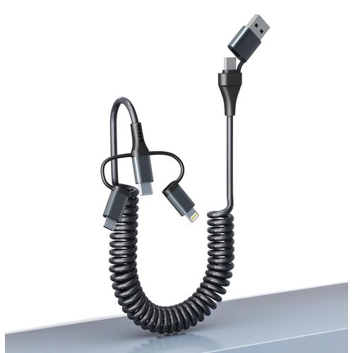 Cable USB Carplay pour Apple CarPlay et Android Auto-Cable USB A/C vers USB C et Lightning pour iPhone 16/15/14/Galaxy/Android,[MFi & 3A Charge rapide & transmission de données] Cable pour Carplay