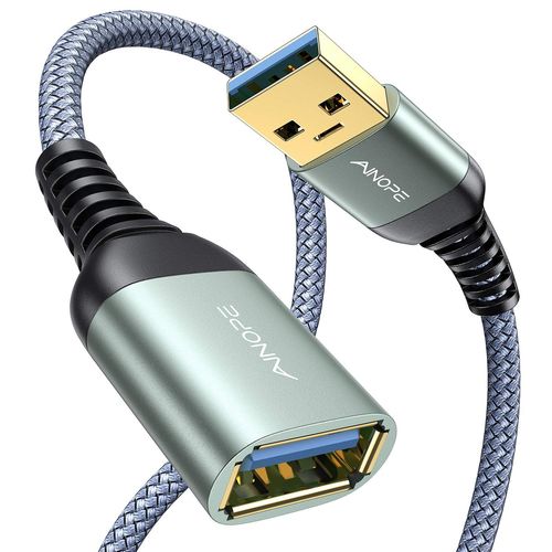 Rallonge USB,Rallonge USB 1M,Lot de 1 Rallonge USB 3.0,Câble USB Mâle Femelle Compatible avec Hubs,Imprimantes,Lecteurs de Cartes,Adaptateurs Bluetooth,Clés USB,Scanners,Disques Durs(Gris