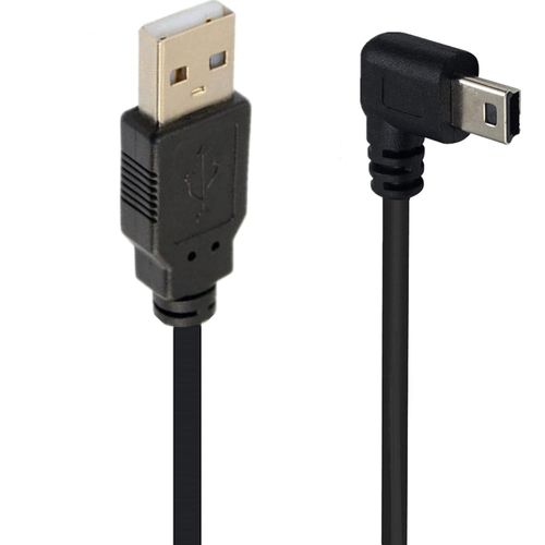Câble mini USB d'angle 90 degrés Mini 5 broches USB B mâle à USB 2.0 mâle fil d'extension de synchronisation de données pour GPS Dash Cam Black angle droit 4,9 pied