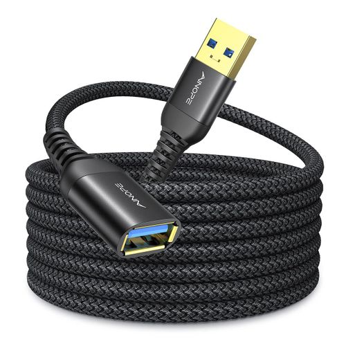 Rallonge USB,Rallonge USB 3M,Lot de 1 Rallonge USB 3.0,Câble USB Mâle Femelle Compatible avec Hubs,Imprimantes,Lecteurs de Cartes,Adaptateurs Bluetooth,Clés USB,Scanners,Disques Durs(Noir