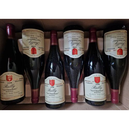 6 Bouteilles De Rully Rouge Monopole Les Chauchoux Domaine Belleville 1998