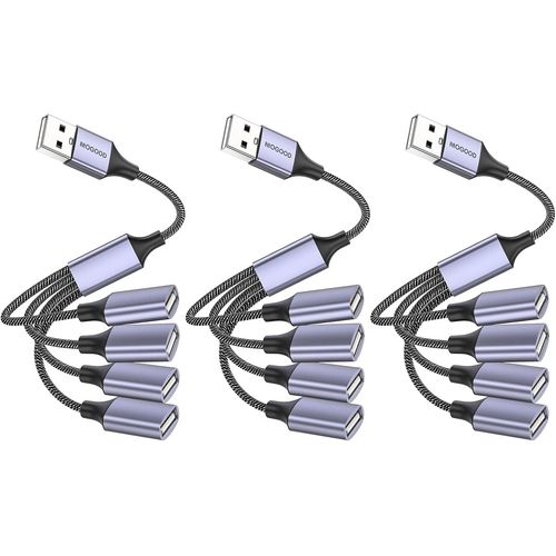 USB Splitter,4 in 1 USB Cable,USB Hub USB to USB Adapter,Multi-Socket USB Splitter,USB to 4 USB Female Cable Converter Multi USB Ports USB USB Power Extension Cord for PC/Car/Laptop/U Disk/TV.[G152]