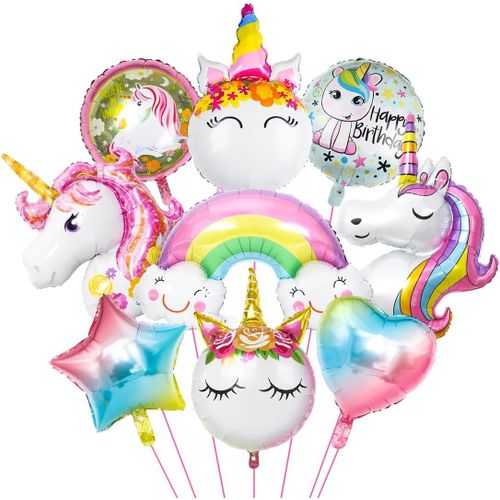 9 Pièces Ballon Licorne,XXLBallon Licorne Annivers,Géant Ballons Forme Arc-en-Ciel,Licorne Feuille Ballons pour Licorne Fête Fille Enfants Anniversaire Mariages Prénatale Fournitures
